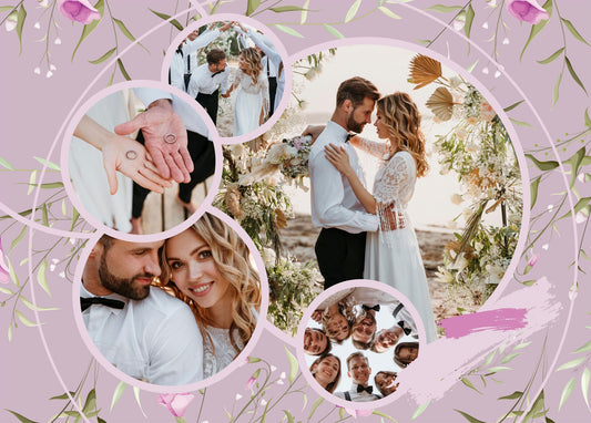 Custom Wedding Gift, Puzzle Collage of Five Photos for Bride Groom Wife Husband - Custamazegifts.com