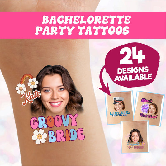 Bride Face Custom Tattoo, Bachelorette Personalized Temporary Tattoos - Custamazegifts.com