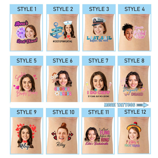 Bride Face Custom Tattoo, Bachelorette Personalized Temporary Tattoos - Custamazegifts.com