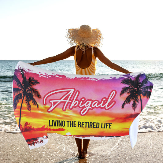 Retired Beach Towel Gift with Name, Personalized Retirement Gift