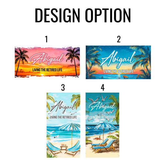 Retired Beach Towel Gift with Name, Personalized Retirement Gift