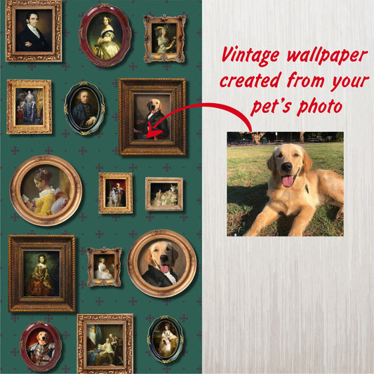 Dog and Cat Portrait Custom Wallpaper Peel and Stick #471 - Custamazegifts.com