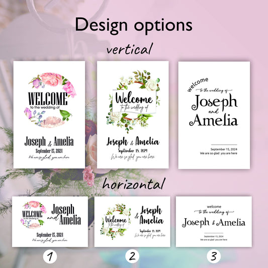 Welcome Wedding Sign with Stand Floral Decor - Custamazegifts.com