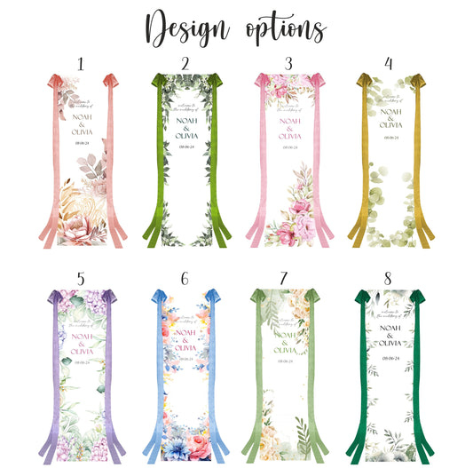 Fabric Wedding Sign with Silk Ribbons Welcome Decor - Custamazegifts.com