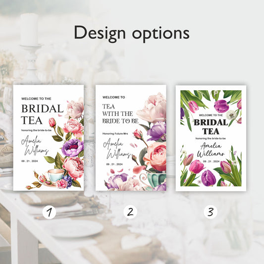 Custom Tea Party Bridal Welcome Sign Floral Decor - Custamazegifts.com