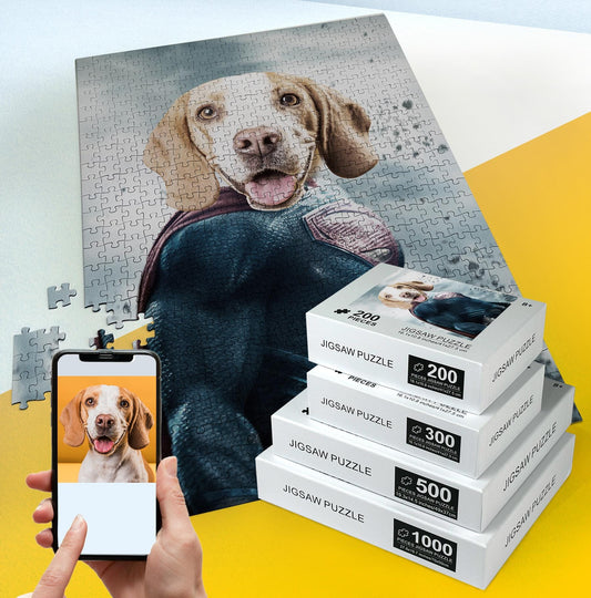 Custom Dog Puzzle, Hero Pet Personalized Gifts with Pet Photo PC02 - Custamazegifts.com