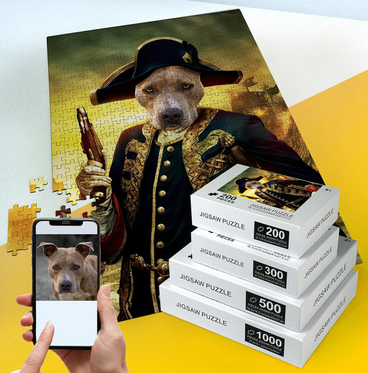 Pirate Captain Custom Dog Portrait Puzzle From Photo PC08 - Custamazegifts.com