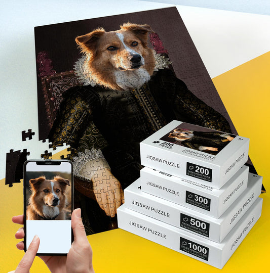 Custom King Pet Portrait from Photo, Dog Personalized Puzzle PC10 - Custamazegifts.com