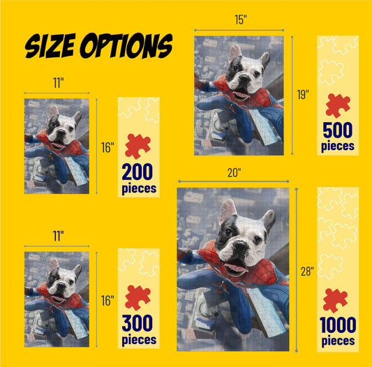Pet Portrait Custom Photo Jigsaw Puzzle, Spaider Men Dog PC03 - Custamazegifts.com