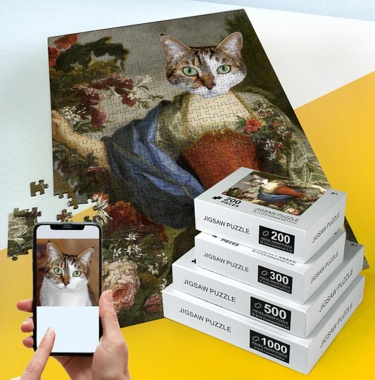 Customized Pet Art Photo Puzzle, Cat Portrait PC11 - Custamazegifts.com