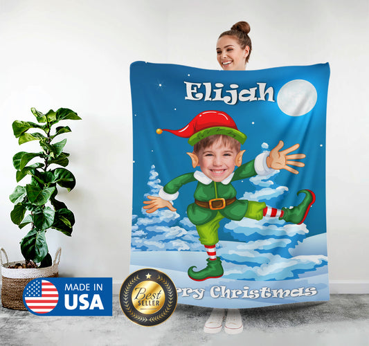 Funny Elf Custom Christmas Blanket from Photo, Christmas Gift for Kids - Custamazegifts.com