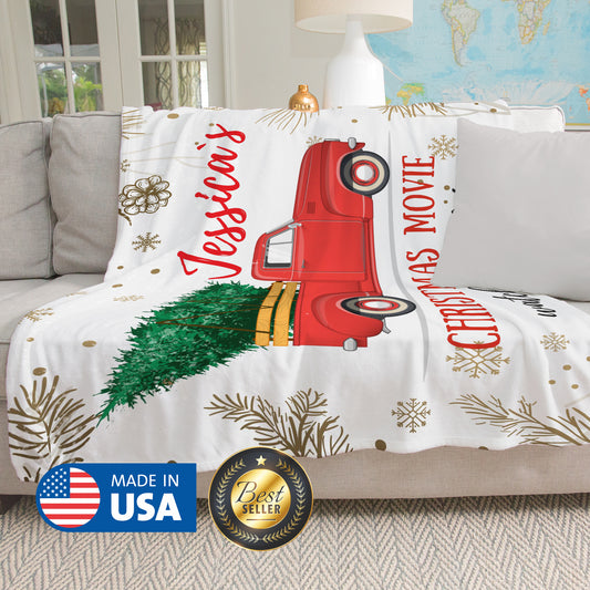 Christmas Movie Watching Blanket with Name, Personalized Christmas Gifts - Custamazegifts.com