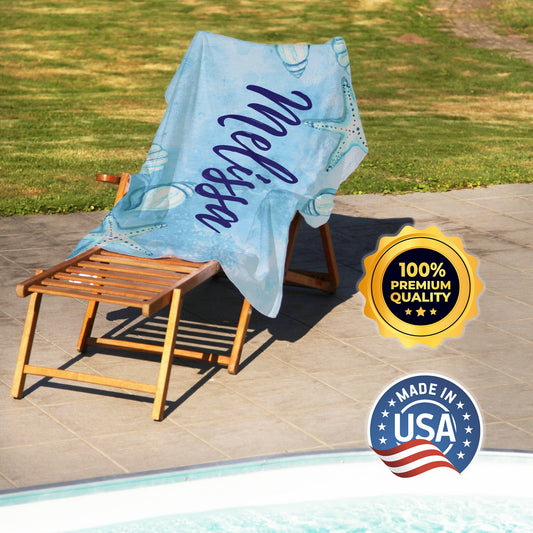 Personalized Beach Towel, Custom Beach Towel with Ocean Print, Floral Print, Sea Shells - Custamazegifts.com