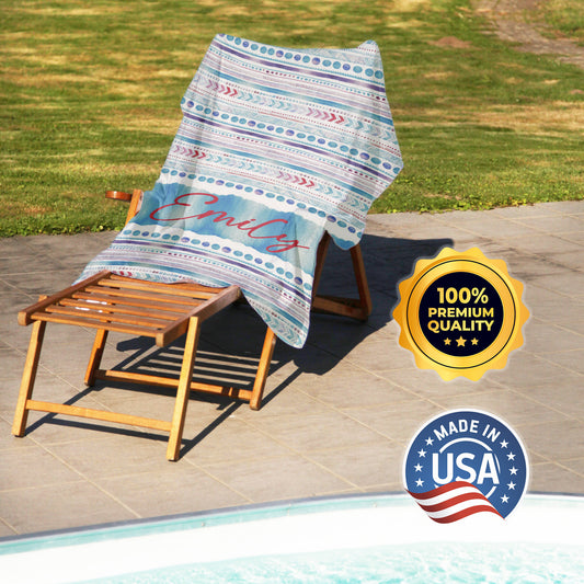 Personalized Beach Towel Boho Prints, Custom Birthday Gift for Him Her T63 - Custamazegifts.com