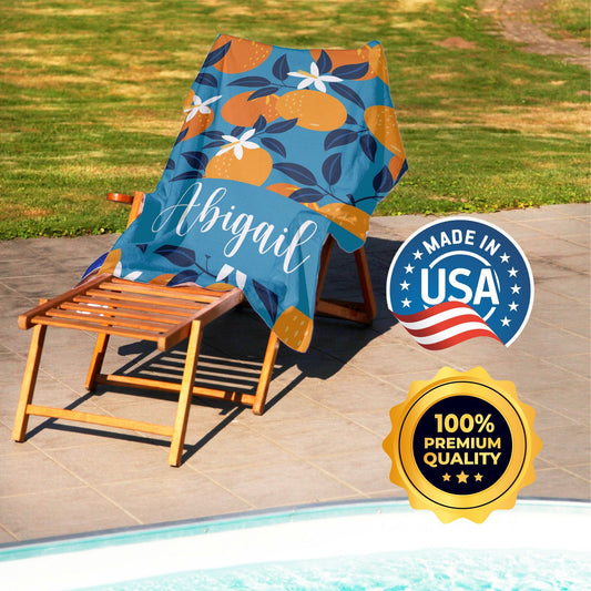 Personalized Beach Towel with Your Name, Custom Fruit Print Monogrammed Towels - Custamazegifts.com