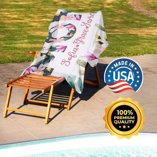 Floral Print Custom Beach Towel for Mom, Personalized Mother's Day Gift T55 - Custamazegifts.com