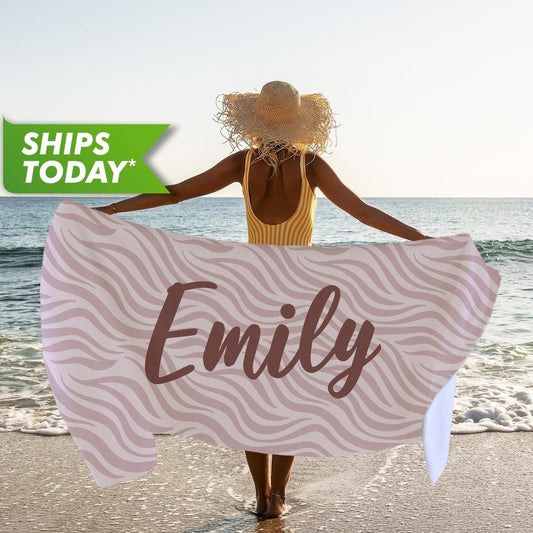 Animal Print Personalized Beach Towels, Custom Name Gifts for Her Birthday T58 - Custamazegifts.com