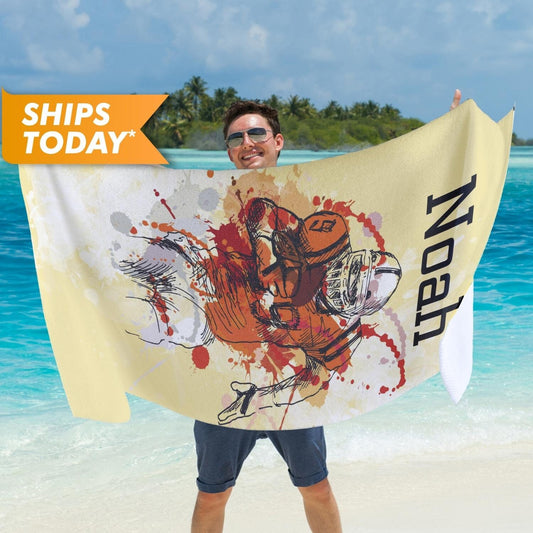 Rugby Custom Sports Beach Towel for Biys Men, Sports Football Team Gifts T41 - Custamazegifts.com