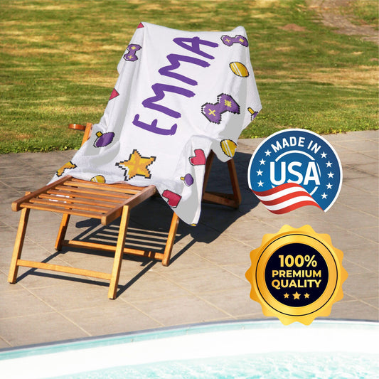 Personalized Kids Beach Towel for Girls, Gaming Custom Gifts for Niece Granddaughter T50 - Custamazegifts.com