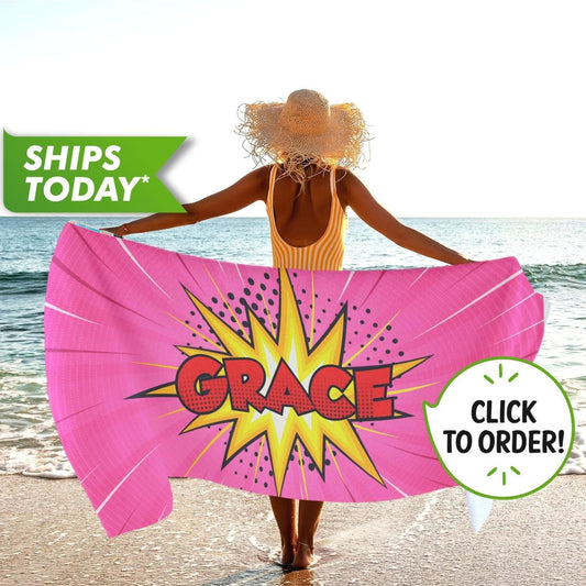 Custom Beach Towel, Personalized Comics Print Beach Towel - Custamazegifts.com