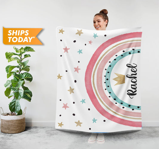 Custom Baby Blanket, Rainbow Name Gifts - Custamazegifts.com