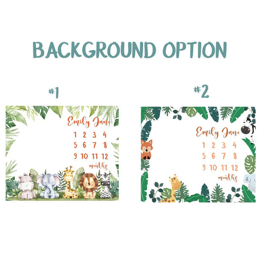 Custom Milestone Blanket for Boys Girls, Blanket Animal Print - Custamazegifts.com