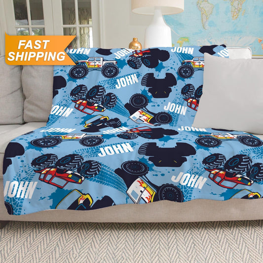 Personalize Blanket with Your Name, Tractor Blanket for Boys - Custamazegifts.com