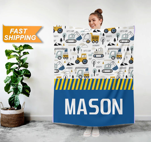 Personalized Tractor Blankets for Boys, Custom Baby Blanket - Custamazegifts.com