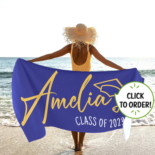 Class of 2025 Beach Towel, Senior Graduation Custom Gifts for Students T48 - Custamazegifts.com