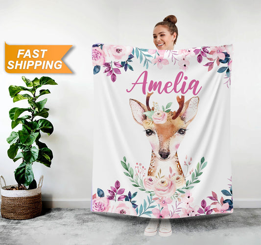 Personalized Monogrammed Blanket for Girls, Blanket with Your Name - Custamazegifts.com