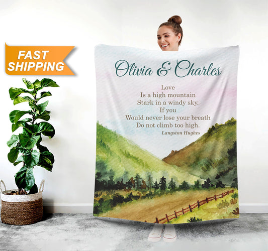 Custom Couple Gift, Poem Blanket for Him Her Nature Print - Custamazegifts.com