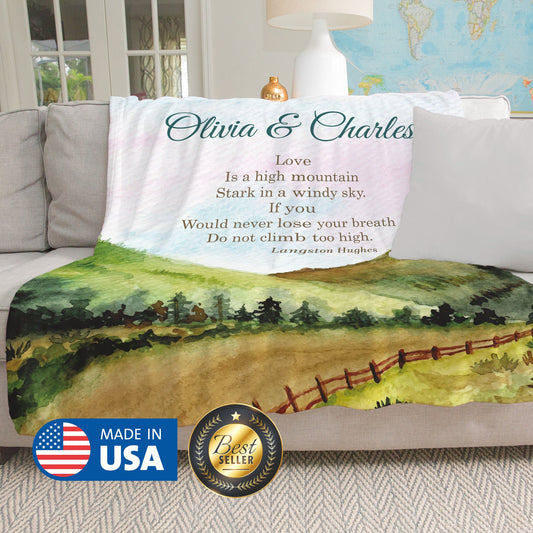 Custom Couple Gift, Poem Blanket for Him Her Nature Print - Custamazegifts.com