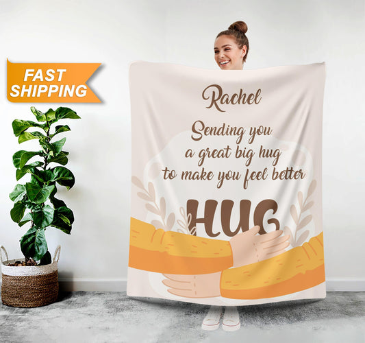 Send a Hug Custom Blanket, Monogrammed Blanket with Your Name - Custamazegifts.com