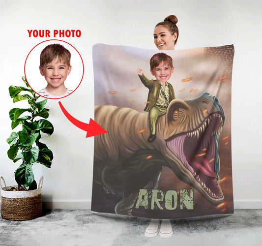 T Rex Kids Blanket, Dinosaur Birthday Gifts for Boys - Custamazegifts.com