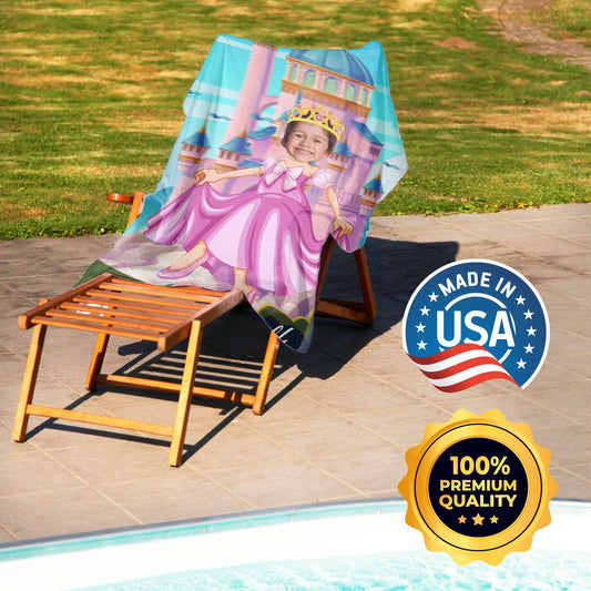 Kids Princess Photo Beach Towels, Girls Custom Photo Birthday Gift T80 - Custamazegifts.com