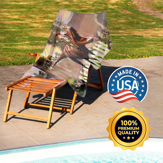 Custom Dinosaur Photo Beach Towel for Kids, Dino Boys Birthday Gifts T88 - Custamazegifts.com