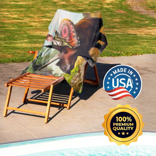 Triceratops Dinosaur Kids Beach Towels from Photo, Dino Fan Gifts for Boys T90 - Custamazegifts.com