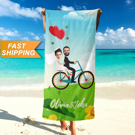 Wedding Personalized Photo Towels, Funny Anniversary Honeymoon Gifts for Couple T101 - Custamazegifts.com