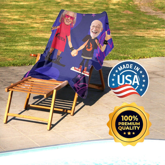 Rock n Roll Personalized Photo Towel, Funny Retirement Gifts for Grandparents T107 - Custamazegifts.com