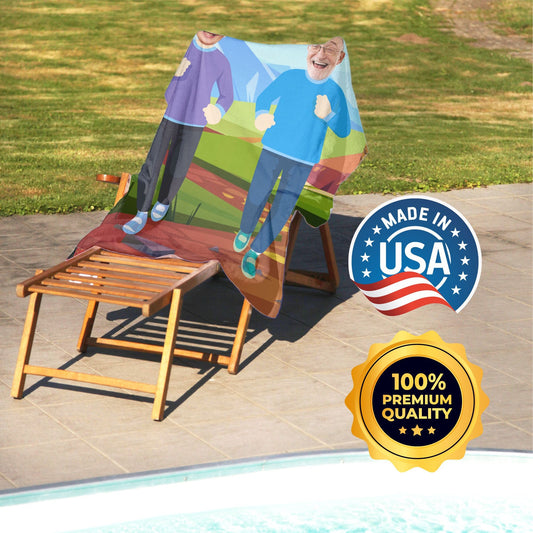 Fun Retirement Photo Beach Towel, Customized Gift for Parents Grandparents T111 - Custamazegifts.com