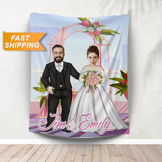 Wedding Photo Blanket, Honeymoon Gift for Couple - Custamazegifts.com