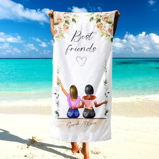 Best Friends Personalized Beach Towel, Custom Meaningful Gifts for Her T114 - Custamazegifts.com