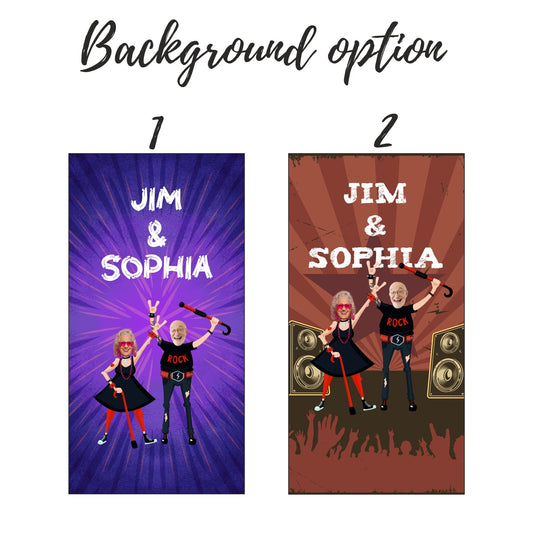 Rock n Roll Custom Photo Towel for Grandparents, Retirement Photo Gift T106 - Custamazegifts.com