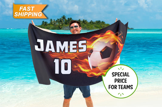 Custom Beach Towel with Your Name, Personalized Football Towels - Custamazegifts.com