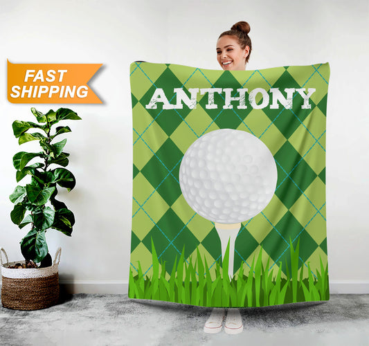 Custom Golf Player Blanket, Gifts for Him Her - Custamazegifts.com