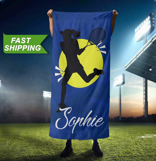 Custom Tennis Beach Towel, Tennis Player Personalized Towel - Custamazegifts.com