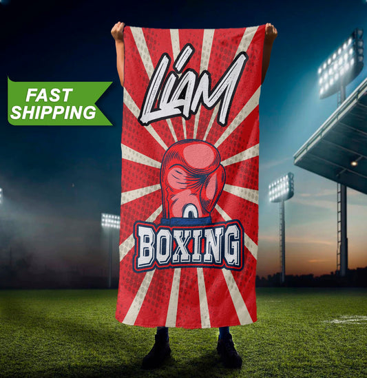 Boxing Beach Towel, Personalized Boxing Towel, Custom Boxer Gift - Custamazegifts.com