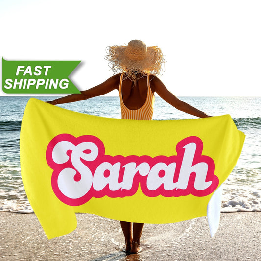 Retro Style Font Custom Beach Towels, Retro Beach Trip Pool Party Gifts T138 - Custamazegifts.com