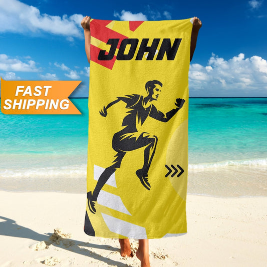 Running Beach Towel, Custom Runner Beach Towels, Personalized Running Towel - Custamazegifts.com