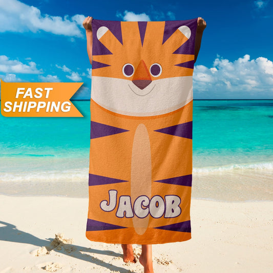 Wild Animals Kids Beach Towel, Animal Print Custom Gifts for Boys Girls T147 - Custamazegifts.com